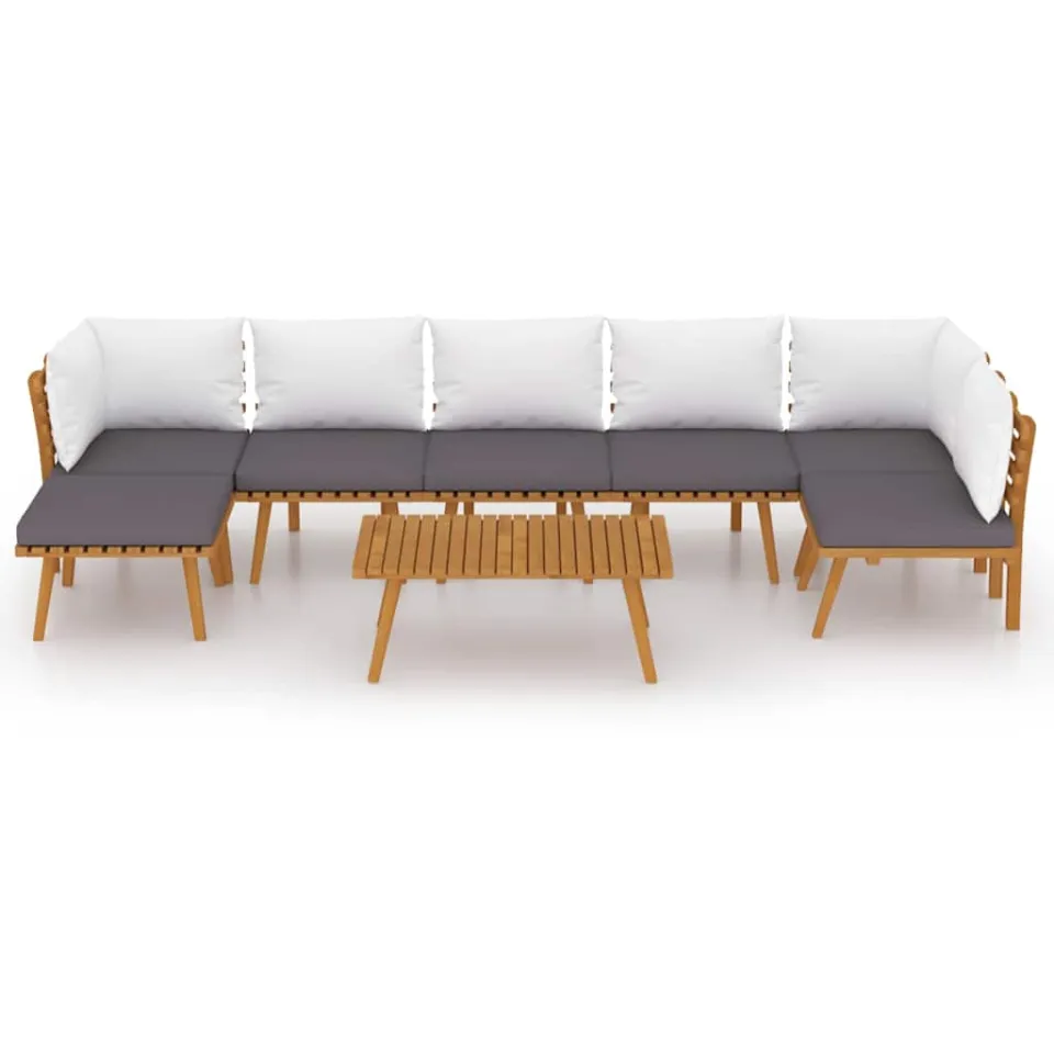 vidaXL 8-delige Loungeset met kussens massief acaciahout bruin