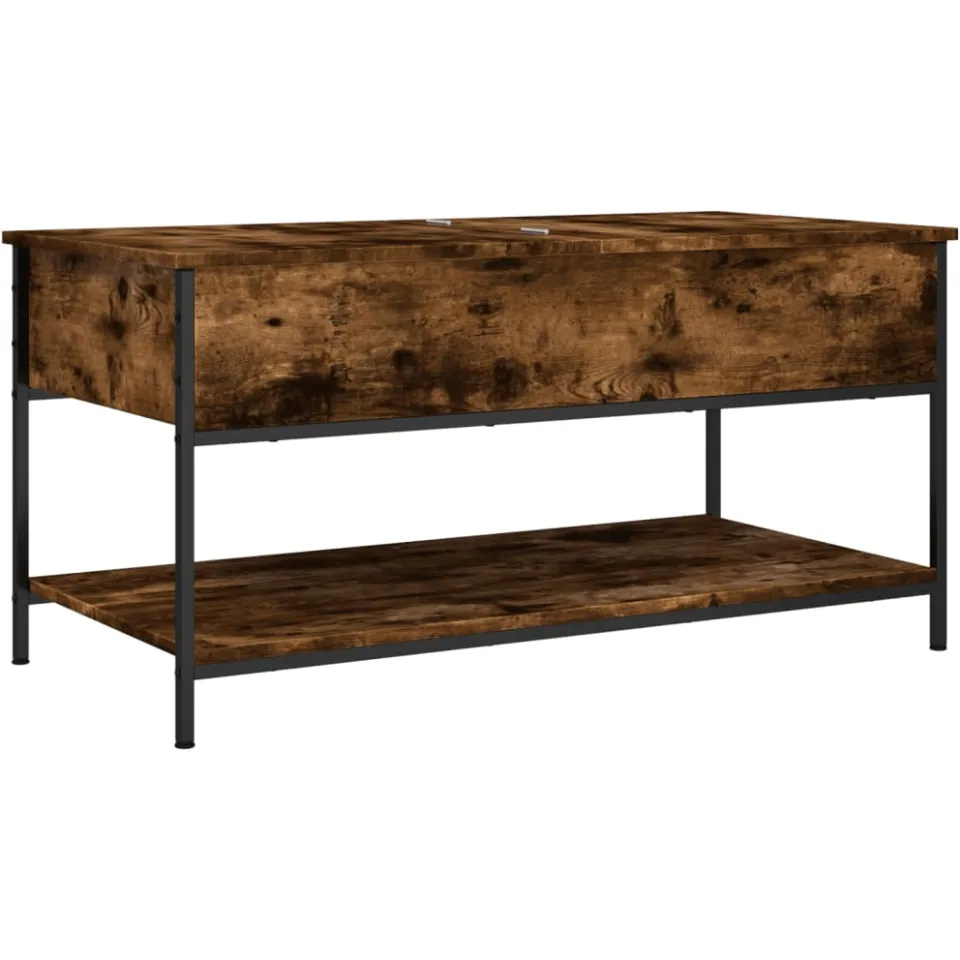 vidaXL Salontafel 100x50x50 cm bewerkt hout en metaal gerookt eiken