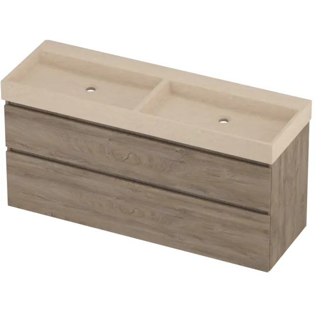 Proline Evoli Badmeubelset Hardsteen Loft 140x46x70 cm Sand Stone Raw Oak Eiken