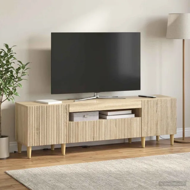 vidaXL LED tv-meubel ARNHEM 153 x 35 x 43 cm Sonoma Eiken Bewerkt hout, foto 2