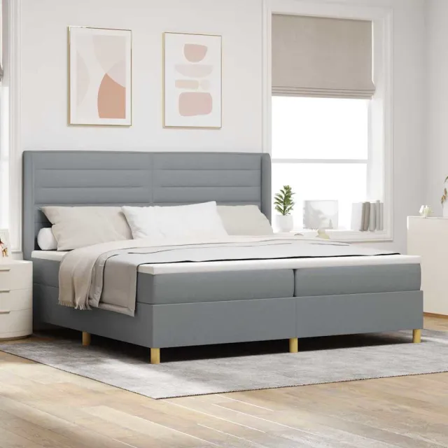 vidaXL Boxspringbed met matras Lichtgrijs 200 x 200 cm Stof