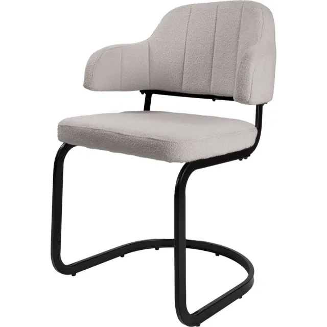 Home67 Eetkamerstoel Eros Natural - Bouclé Kuipstoel met Armleuningen in Hotel Chique / Scandinavische Stijl Beige
