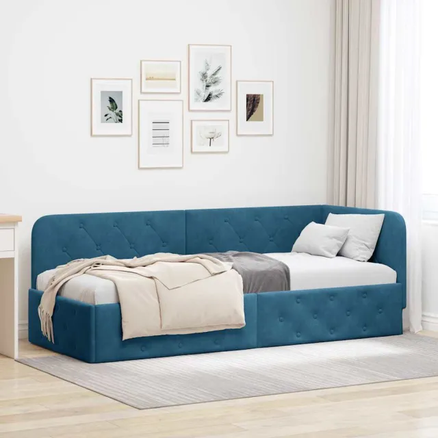 vidaXL Hoekbedframe Blauw 80 x 200 cm fluweel
