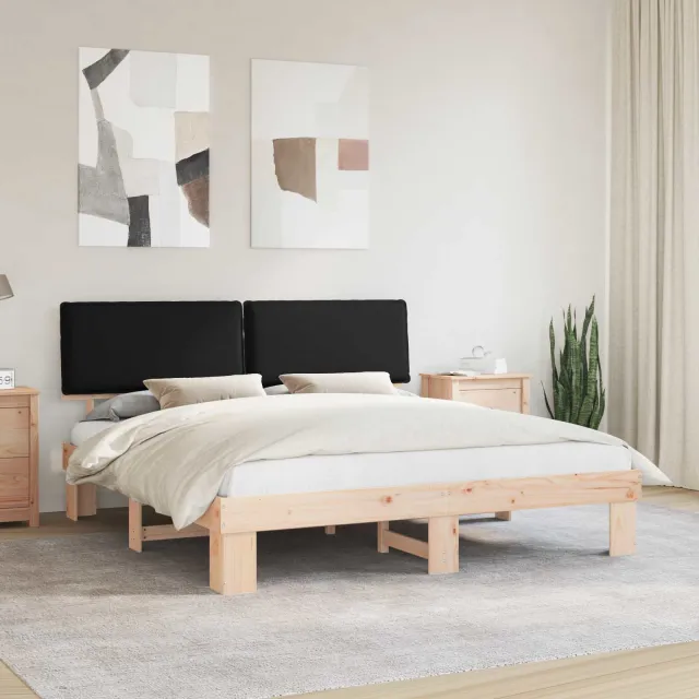 vidaXL Bedframe met Gevoerd Hoofdgedeelte Zwart 200 x 200 cm