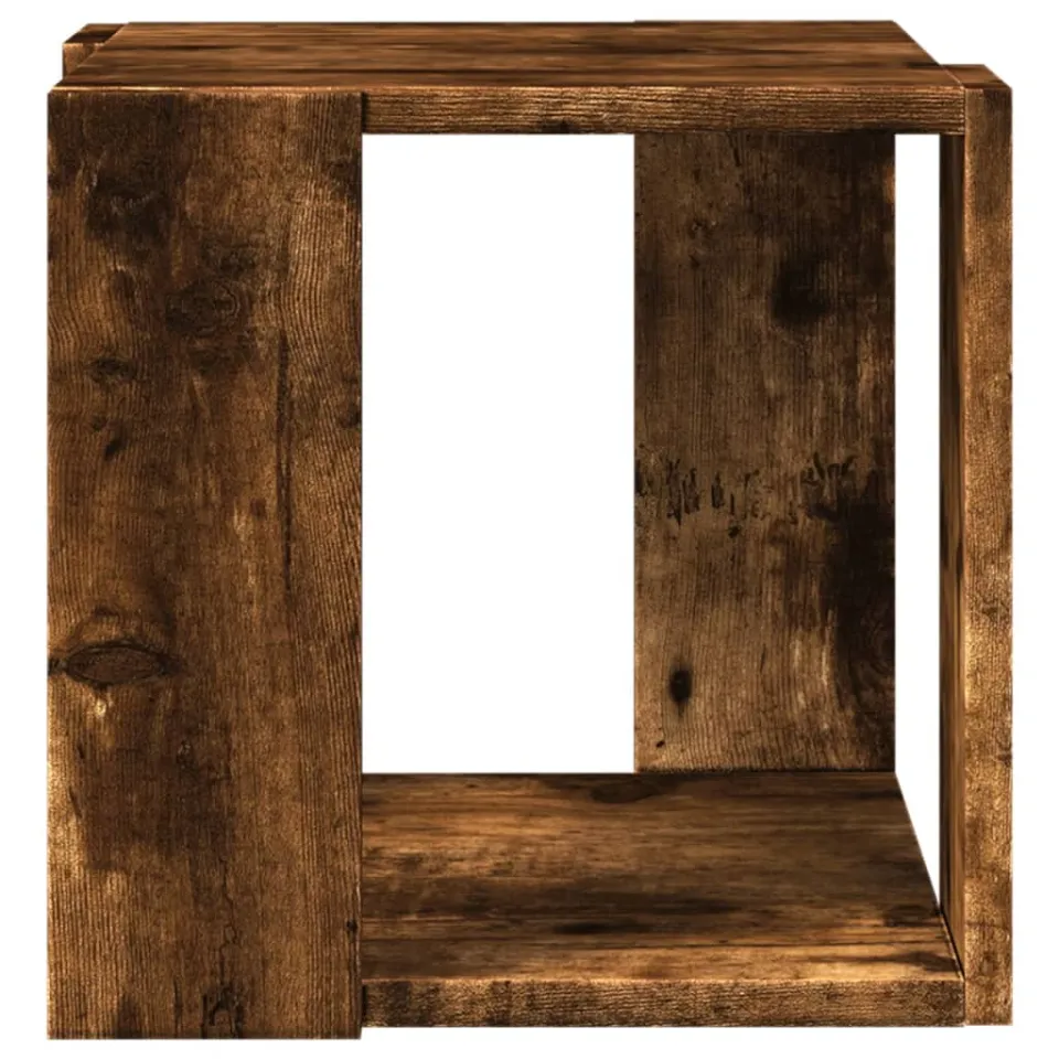 vidaXL Salontafel 32x32x30 cm bewerkt hout gerookt eikenkleurig, foto 4