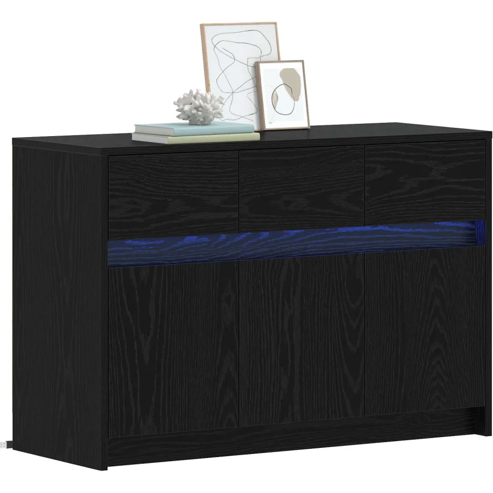 vidaXL TV-kast 91 x 34 x 61 cm Zwart eiken Bewerkt hout