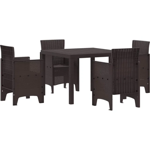 vidaXL Tuin Eetset 5 st Bruin Polypropyleen