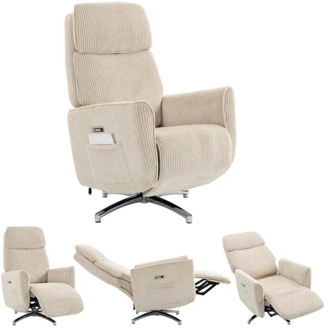 GranMaison Relaxfauteuil - Relaxzetel - Relaxstoel - Fauteuil - Stoel - Met armleuning - Voor één Persoon - Crèmewit