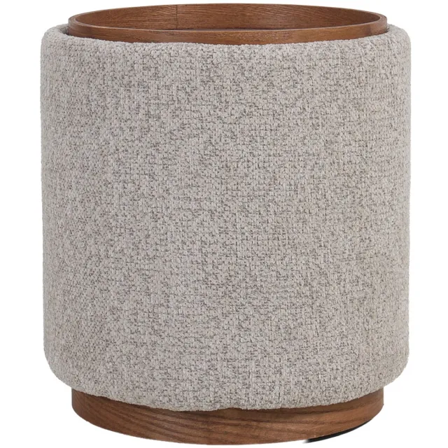 DÉJA Living Bijzettafel Marcia – Rond – Met Opbergruimte – Essen Fineer – 40x40x44 cm – Taupe/Walnoot