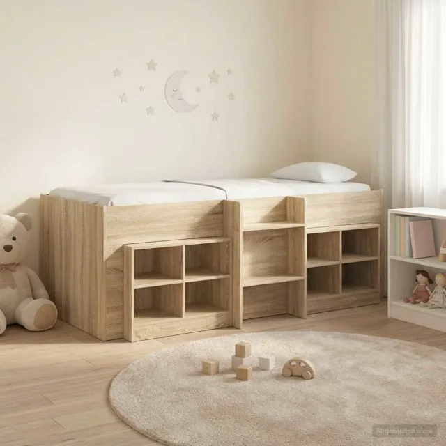vidaXL Loft Bed Frame met Kast 3 st Sonoma Eiken Bewerkt hout Bruin