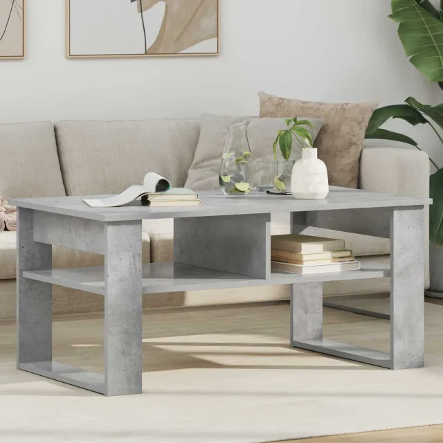 vidaXL Salontafel Beton Grijs 96 x 54 x 44 cm Bewerkt hout, foto 2