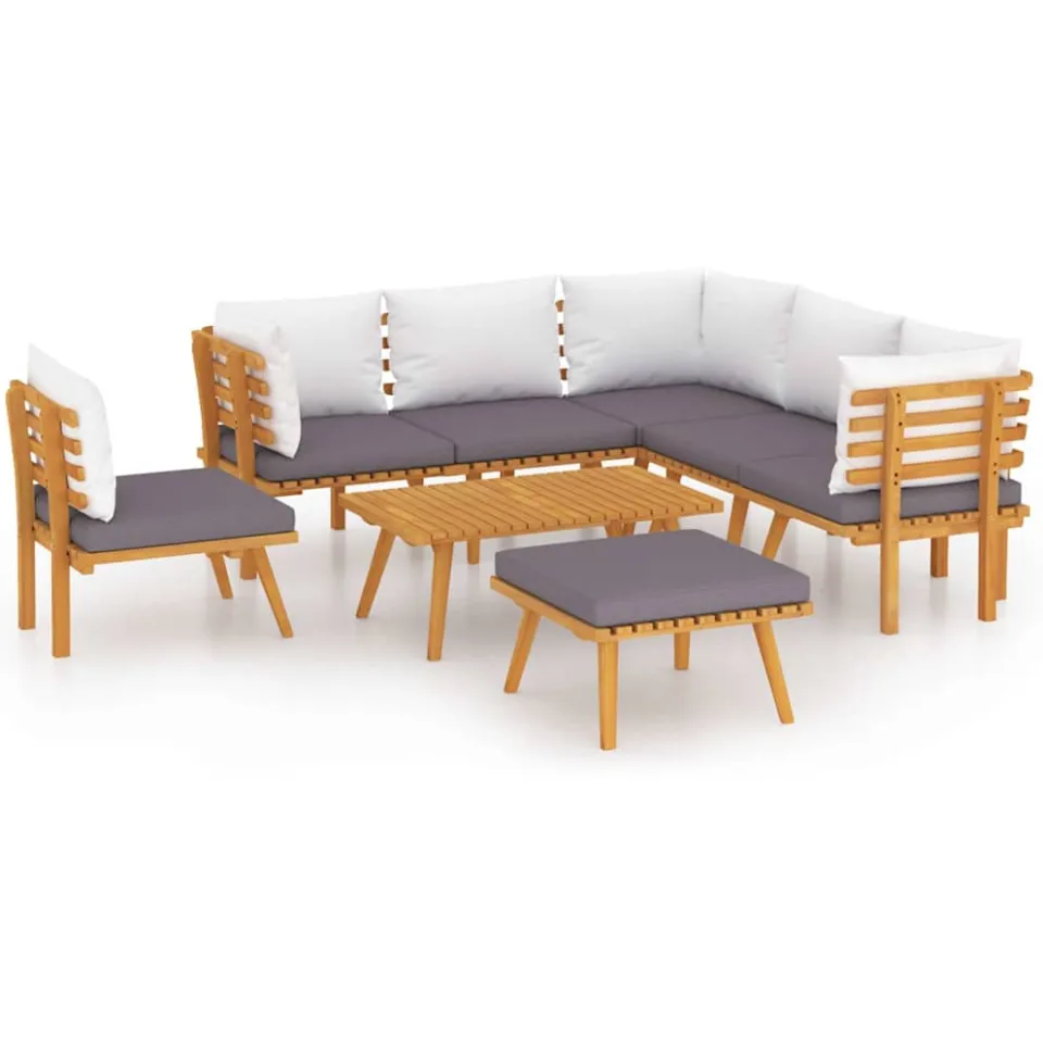 vidaXL 8-delige Loungeset met kussens massief acaciahout bruin, foto 3