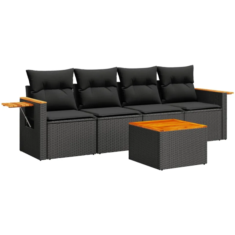 vidaXL Patio Sofa Set 4-zits Black, foto 3