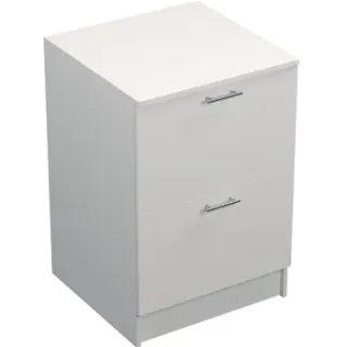 Prim Onderkast Met 2 Lades - Wit Melamine - Rvs Handgrepen - 60x89x59cm