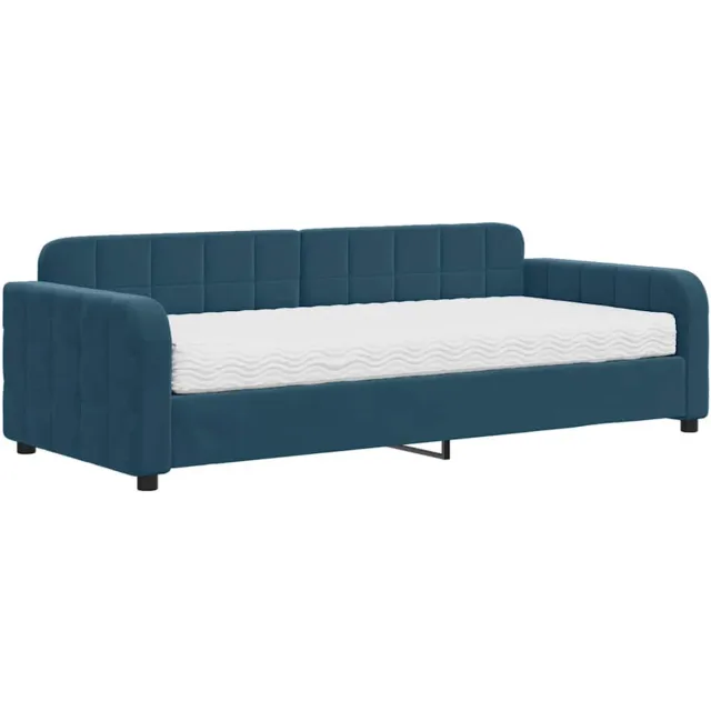 vidaXL Slaapbank - met - matras - 90x200 - cm - fluweel - blauw