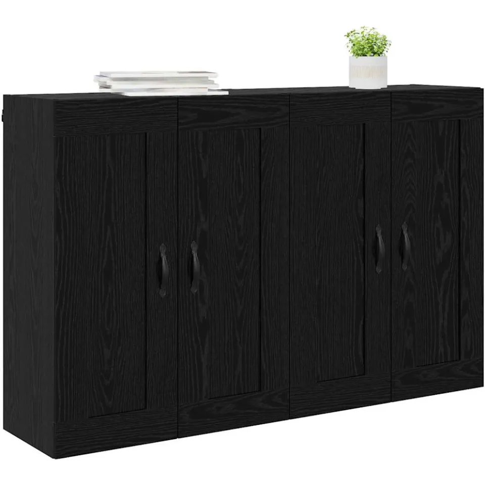 vidaXL Wandkast 2 st Zwart Eiken 69,5 x 34 x 90 cm Bewerkt hout