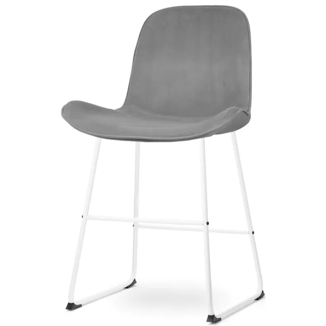Nolon Nino-Fé barkruk velvet grijs - wit onderstel - 65 cm