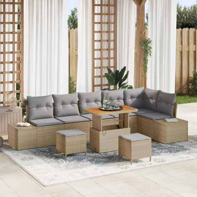 vidaXL Tuinbankenset 9 st Beige poly rattan, foto 2