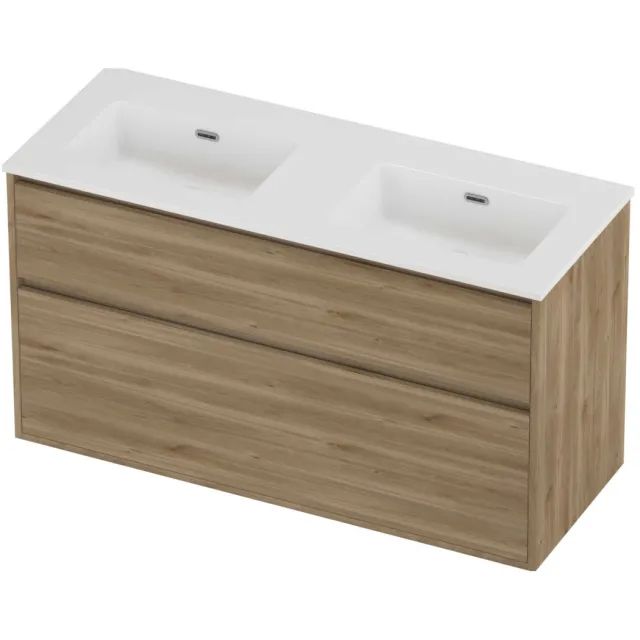 Proline Tribute Badmeubelset Porselein Elegant Greeploos 120x46x67 cm Glans Wit Cider Oak Eiken