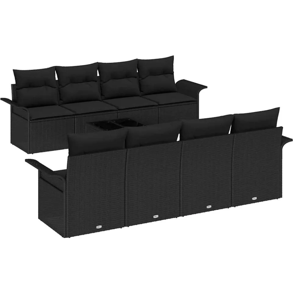 vidaXL Tuin Sofa Set 9 st Zwart poly rattan