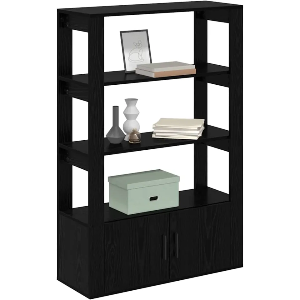 vidaXL Dressoir Zwart eiken 30 x 80 x 119,5 cm Bewerkt hout