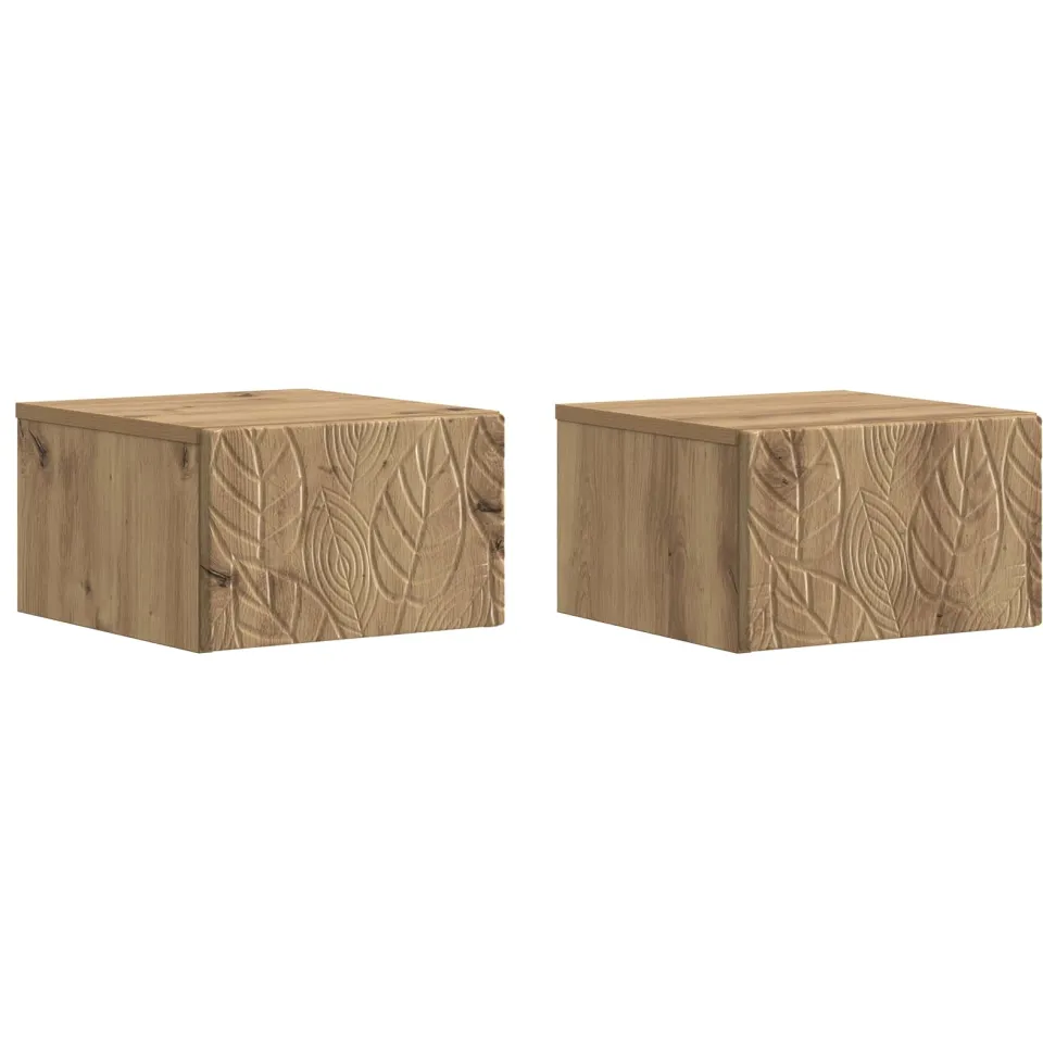 vidaXL Wandmontage Zijtafel 2 st Artisanaal eiken 34,5 x 33 x 20 cm Bruin