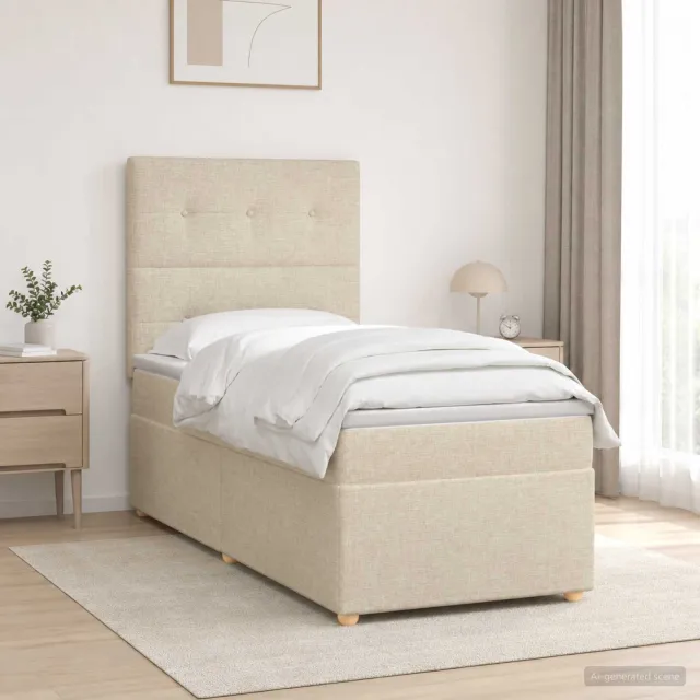 vidaXL Boxspringbed met matras Crèmekleurig 90 x 190 cm Stof