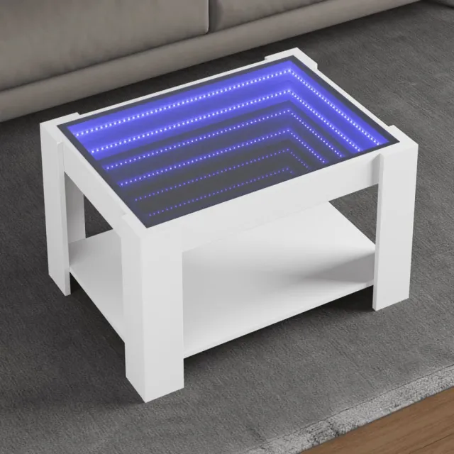 vidaXL Salontafel met LED 73x53x45 cm bewerkt hout wit