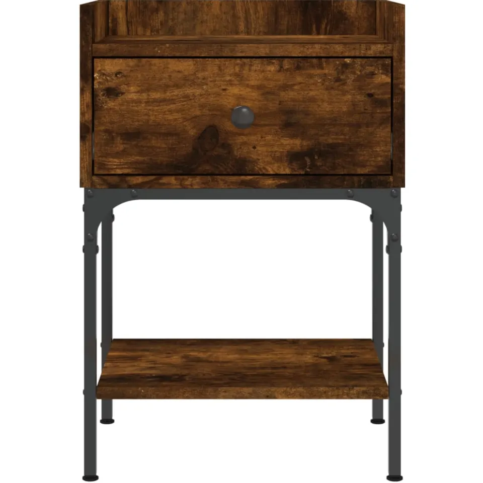 vidaXL Nachtkastje 40,5x31x60 cm bewerkt hout gerookt eikenkleurig Bruin