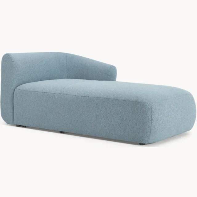 Westwing Collection Chaise longue hoekmodule Sofia uit bouclé Blauw