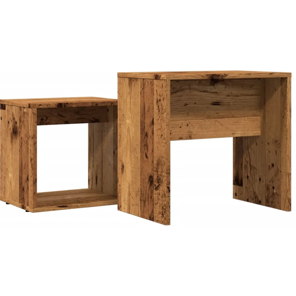 vidaXL 2-delige Tafeltjesset bewerkt hout oud houtkleurig bruin, foto 4