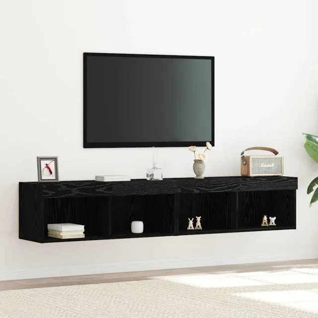 vidaXL Tv-meubelset 2 st Zwart eiken Bewerkt hout, foto 2