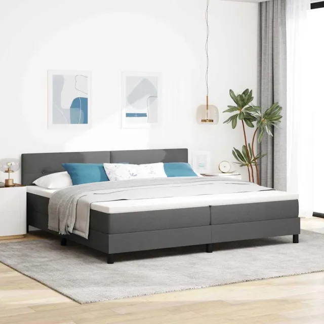vidaXL Boxspring bed met hoofdeinde Donkergrijs 200 x 200 cm Stof