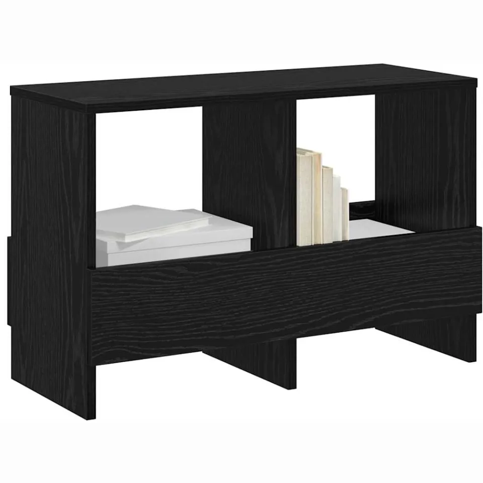 vidaXL Tijdschrift Rek Zwart Eiken 68,5 x 30 x 45 cm