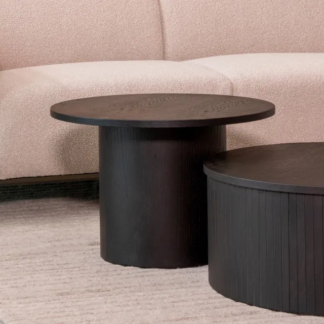 LABEL51 Oliva Salontafel - Zwart - Eiken - 60 cm - Rond