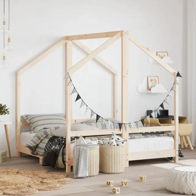 vidaXL Kinderbedframe 2x(70x140) cm massief grenenhout bruin, foto 2