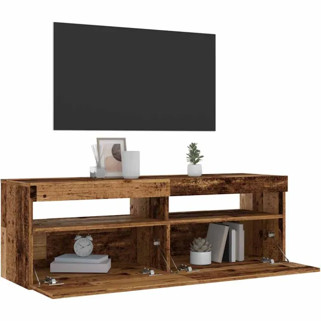 vidaXL Tv-meubel met LED 120x35x40 cm bewerkt hout oud hout bruin