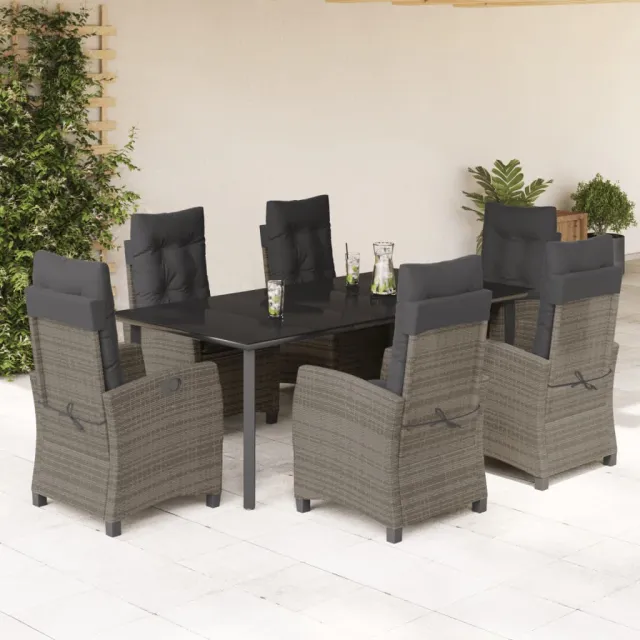 vidaXL 7-delige Tuinset met kussens poly rattan grijs, foto 2