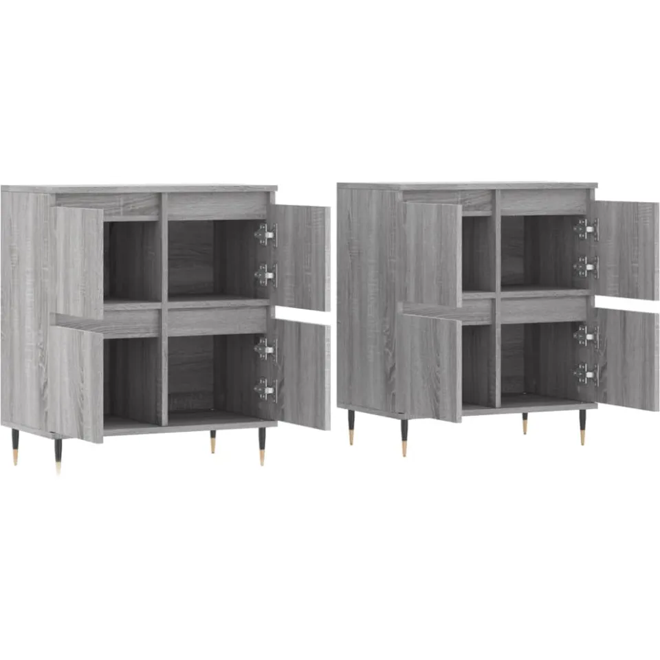 vidaXL Dressoirs 2 st bewerkt hout grijs sonoma eikenkleurig