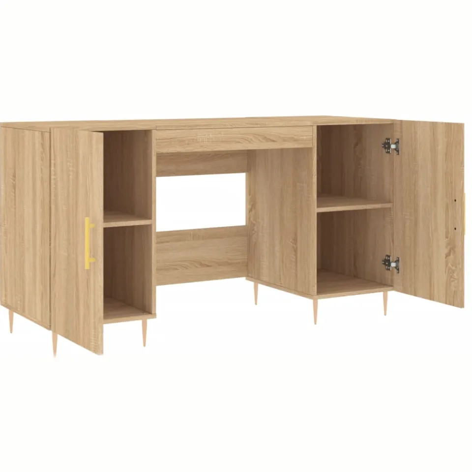 vidaXL Bureau 140x50x75 cm bewerkt hout sonoma eikenkleurig
