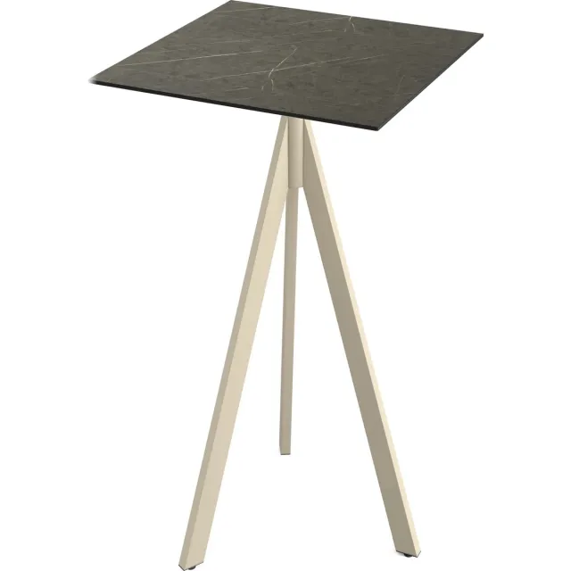 Essentials Infinity Tripod Statafel Zand Frame + Midnight Marble HPL 70x70 cm - 140061677 - Horeca & Professioneel
