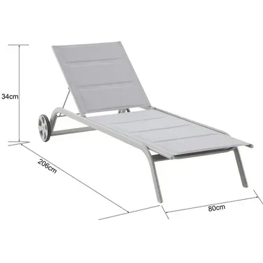 Central Park - Praxis Eigen Merk Central Park Ligbed Noto Aluminium Taupe/grijs 206x80x34cm, foto 4