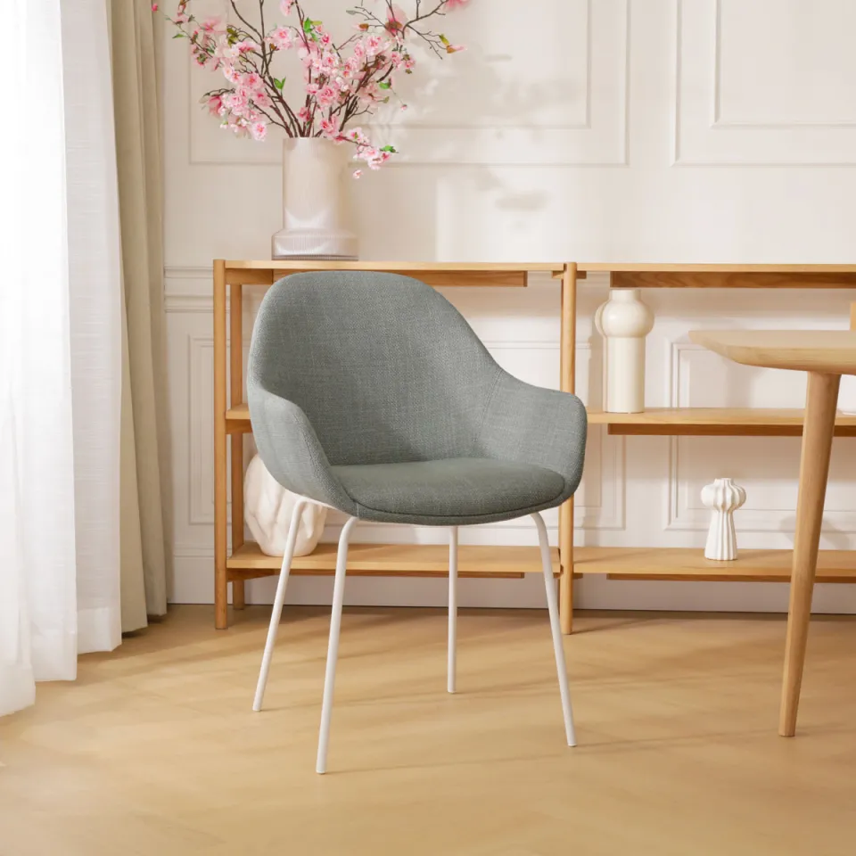 Nolon Nora-Mae eetkamerstoel saliegroen - wit onderstel, foto 2
