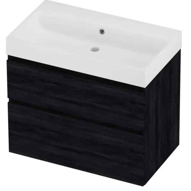 Proline Podium Badmeubelset Polystone Loft Zonder Kraangat 80x46x70 cm Mat White Black Oak Eiken