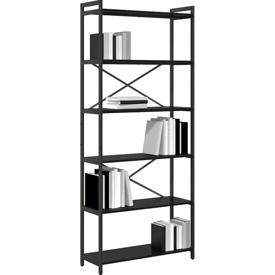 vidaXL Boekenkast 80 x 30 x 189,5 cm Bewerkt hout Zwart Eiken