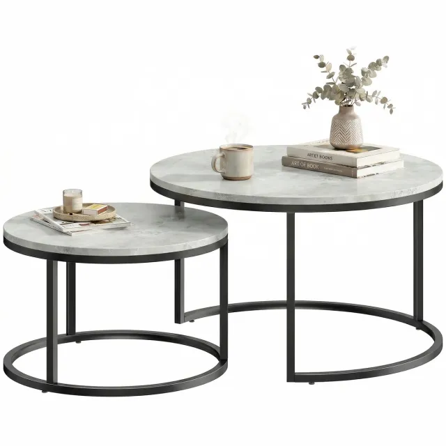 Homcom Salontafelset - MDF - 78,5 x 78,5 x 46,5 cm - Grijs