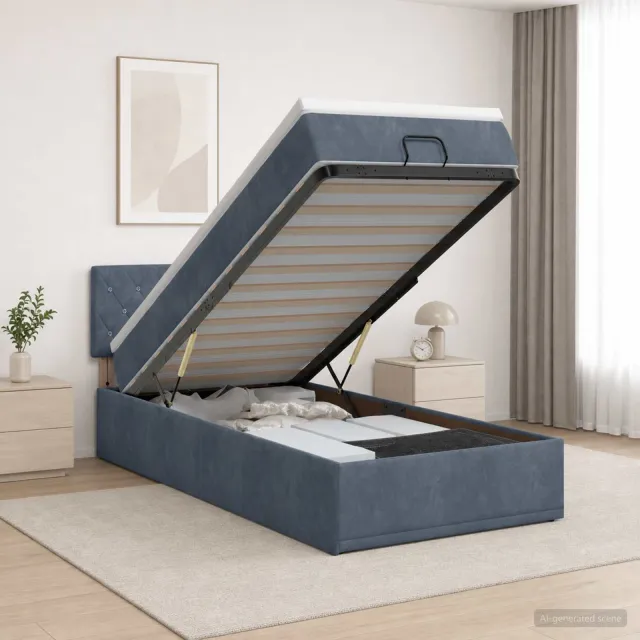 vidaXL Ottoman bed met matras Donkergrijs 80 x 200 cm Fluweel