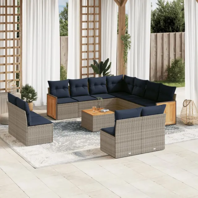 vidaXL 12-delige tuinbankset met kussens, grijs polyrotan, foto 2