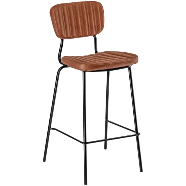 Vega 2x VEGA Barstoel Tolo; 53x53x112 cm (BxDxH); zitting cognac, frame zwart; 2 stuk / verpakking