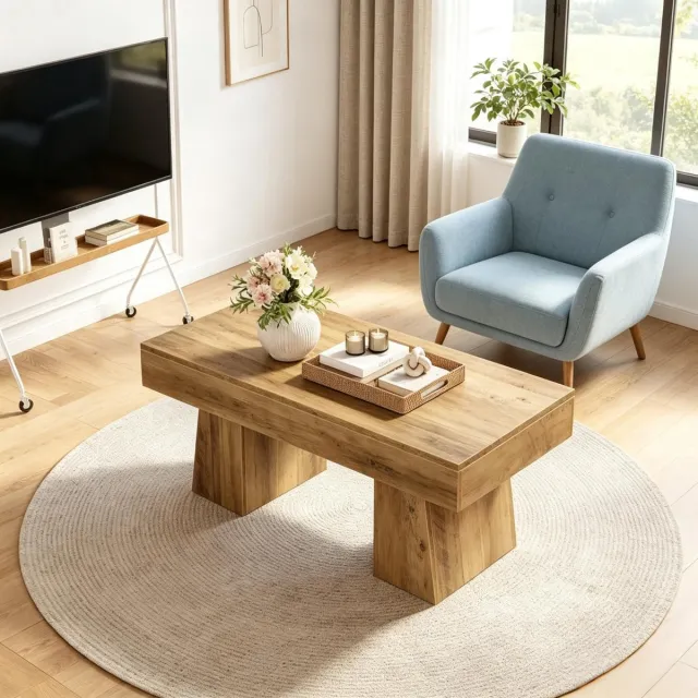 MODFU Salontafel - Rechthoekig - Verstelbare Voeten - MDF - Bruin - 120 X 60 X 50 Cm